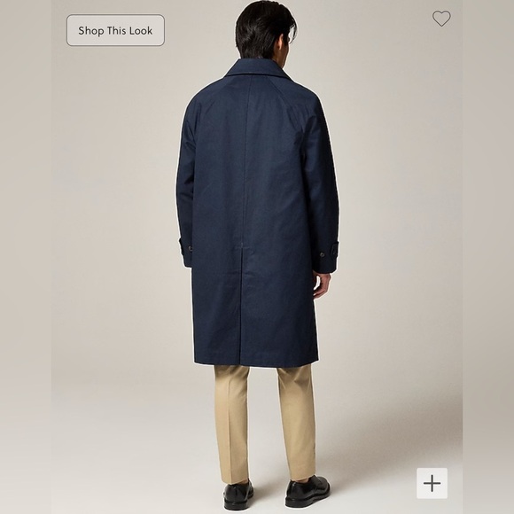 Mens JCrew Navy Trench Coat Rivington car coat water resistant twill NWT - Picture 3 of 13